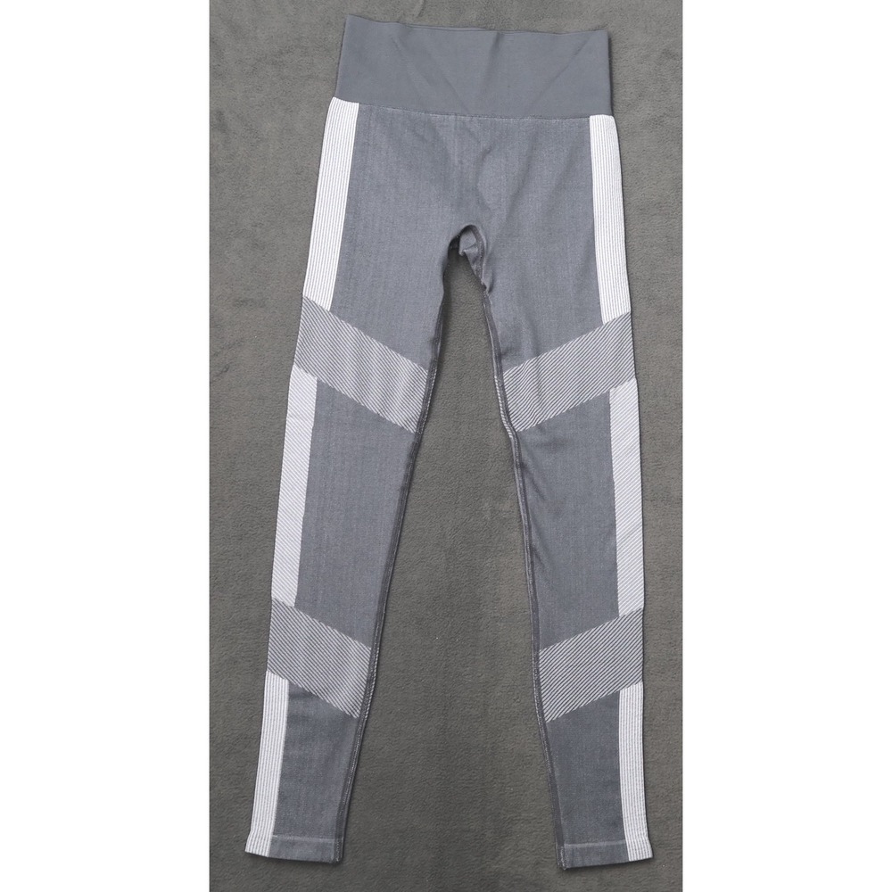 Unbranded Leggings Women Size M Gray Excellent Seamless Geometric High Rise Moto